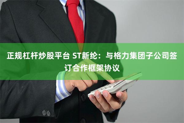 正规杠杆炒股平台 ST新纶：与格力集团子公司签订合作框架协议